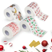 Бумага для ванной с рождественской печатью для дома, Санта Клаус, рулон туалетной бумаги, рождественские принадлежности, Рождественская декоративная ткань, 170 листочков, туалетная бумага