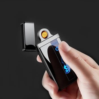 

New USB Charging Double Side Arc Cigarette Electric Lighter With LED Power Display Plasma Windproof Flameless Premium Lighters