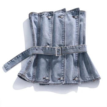 

2020 Spring Denim Women's Clothing Sleeveless Denim Jacket Female Outerwear Women's Denim Jacket