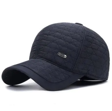 SHALUOTAOTAO Snapback Мужская кепка, зимняя, регулируемый размер, хлопковая бейсболка s, модная, защита ушей, тепловая, для отдыха, спортивная шапка - Цвет: Navy Blue