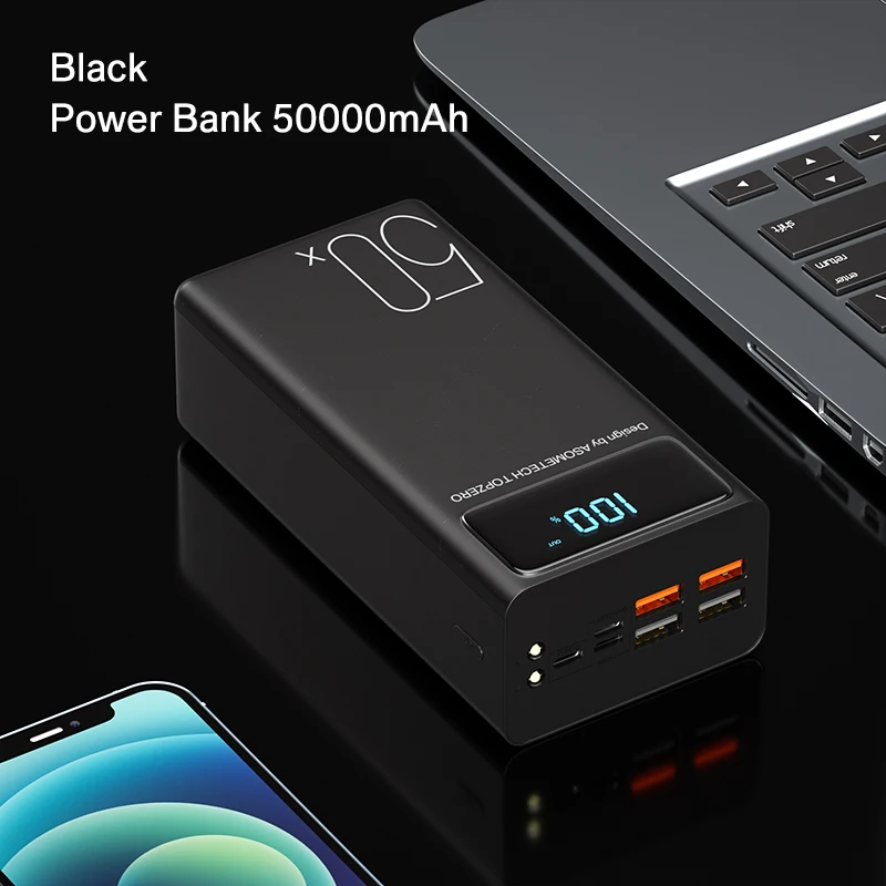 portable charger Power Bank 50000mAh Large Capacity LED Powerbank 50000 mAh 2.1A Fast Charging External Battery Charger For iPhone Xiaomi Samsung best battery pack Power Bank