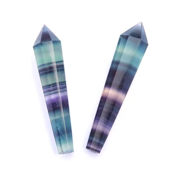 

Natural Rainbow Fluorite Vogel Style Wand Point Quartz Inspired Spiritual Energy Healing Crystal Faceted Point DIY Pendant