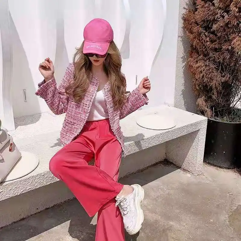 Настраиваемая высокая версия Hyuna Стиль Знаменитостей изящный однотонный твидовый клетчатый пиджак Осень стиль для женщин