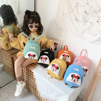 

Disney Minnie Girls Both Shoulders Package Sweet Canvas Bag With Traction Rope Cartoon Bags Sisters Bag Students Package 2020