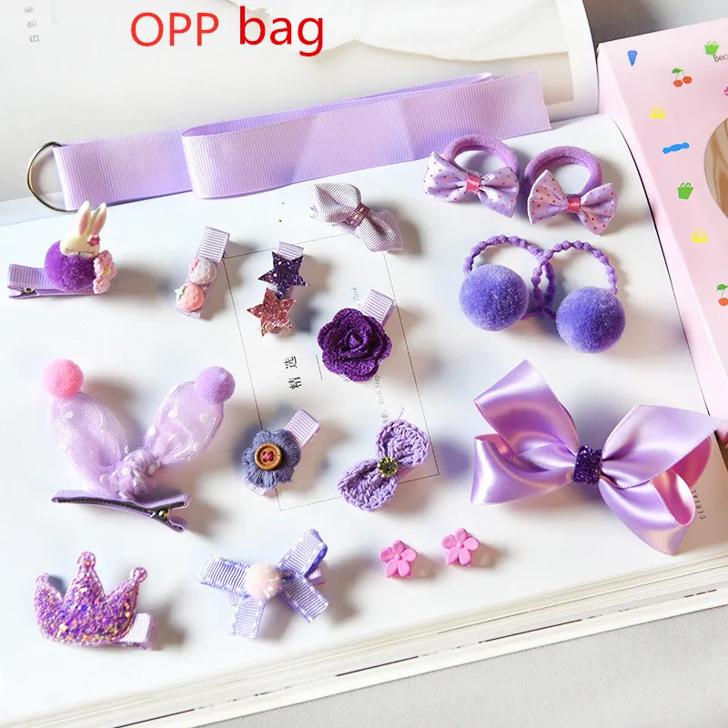 18Pcs/set New Kids Children Princess Accessories Hairpins Barrettes Baby Fabric Bow Flower Headwear Hair clips Girls Headdress - Цвет: NO7