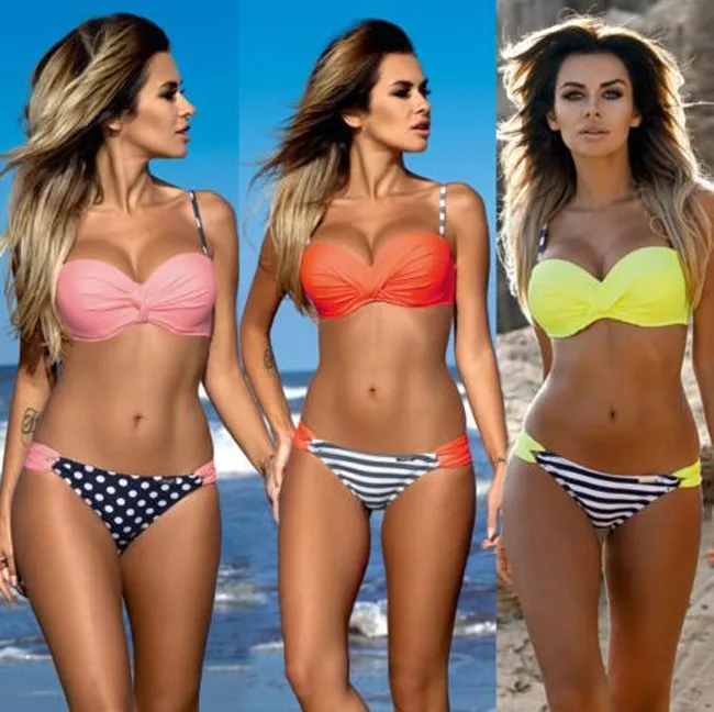

100% Brand New Polyester And Nylon Material Women Swimsuit Bandage Sexy Padded Swimwear Bathing Suit Push-up Bikini Set Style