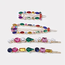 Коми один набор красочные горный хрусталь кристалл металлические шпильки для волос наборы для женщин девочек свадебные украшения для волос K0202