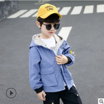 

Children's Hoody Boys Jacket 2020 New Spring/Autumn Kids Long Sleeve Fashion Leisure Hoodies 2 Patchwork Colors Size4-14 ly402