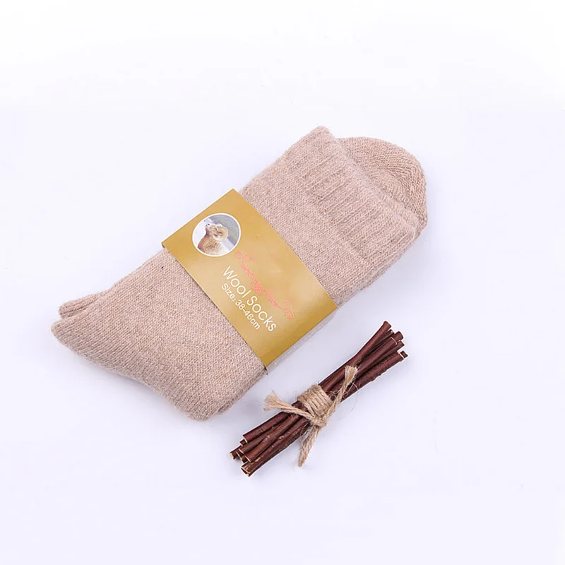 Men-Khaki Зимние мужские хлопковые носки, повседневные мягкие шерстяные чулки, однотонные носки, уплотненные теплые носки - Цвет: Men-Khaki