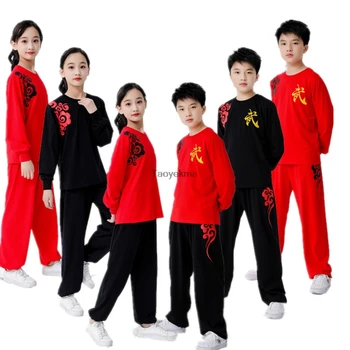 

2020 Chinese Wushu Uniform Kungfu Clothing Martial Arts Suit Wing Chun Cotton Taichi Outfit Boy Girl Performance Sets