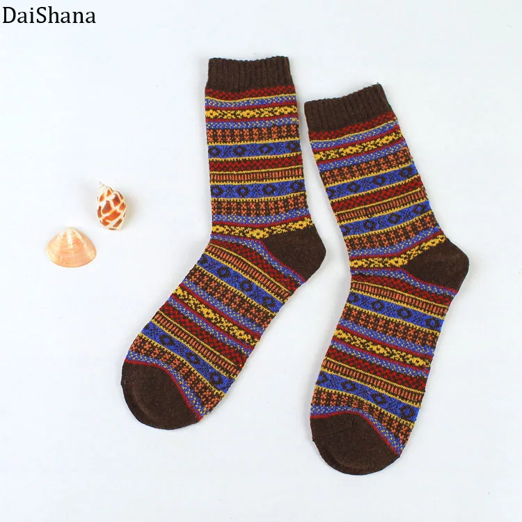 DaiShana/1 пара; Новинка; зимние повседневные мужские плотные теплые носки из кроличьей шерсти; носки в стиле ретро; рождественские носки; цветные носки; подарок; ZB138 - Цвет: Coffee