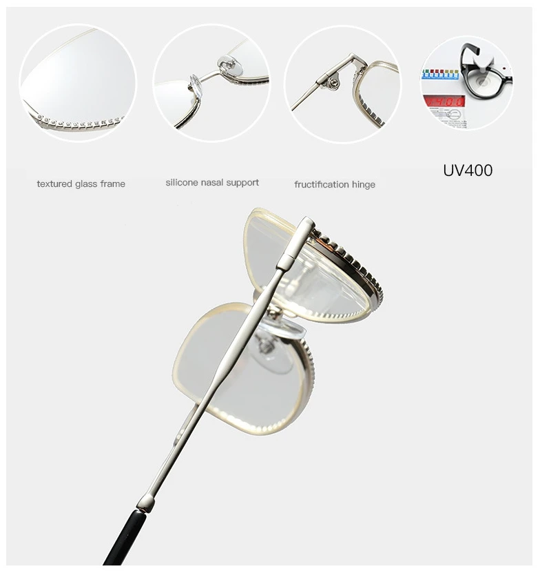 48024 Half Frame Diamond Glasses Frames Men Women Optical Fashion Computer Glasses