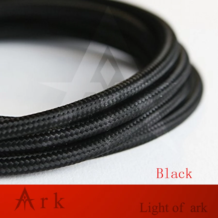 Black 2*0,75 красочные Эдисон текстильный кабель, тканевый провод для люстры подвесные провода ламп плетеная ткань Электрический кабель Винтаж лампы шнур - Цвет: Black