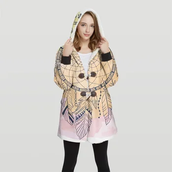 

Woman's Plus Size 3D print animal Print Convertible Hoodie jackets 100% Polyester Tops soft jacket woman customer design WY19