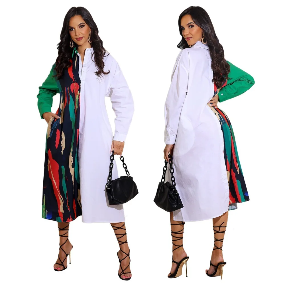 Fashion Shirt Dress For Women Summer New Casual Loose Maxi Dresses Long Sleeve Vintage Dress Robe Longue Femme Vestidos 2021