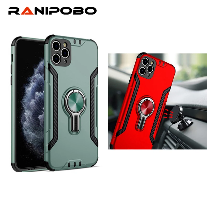 

Armor Car Magnetic Shockproof Phone Cases For iPhone 11 11 Pro Max XS Max X XS 8 7 6 6S Plus Metal Ring Stand Holder Back Cover