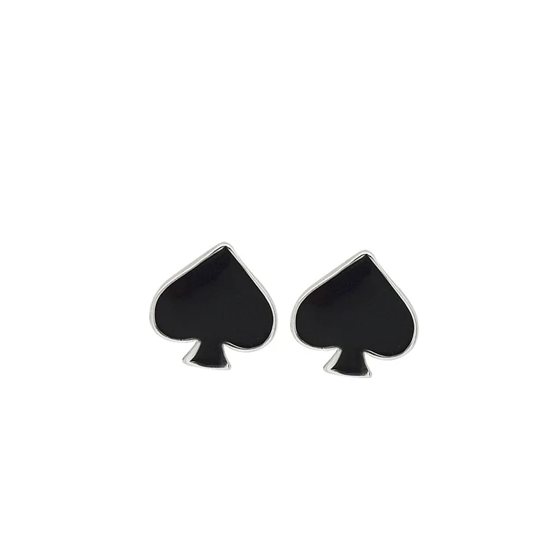 Серьги из стерлингового серебра S925, камешки, серьги для женщин, для покера, карты, пики, серьги, модные, эффектные, изысканные серьги-гвоздики