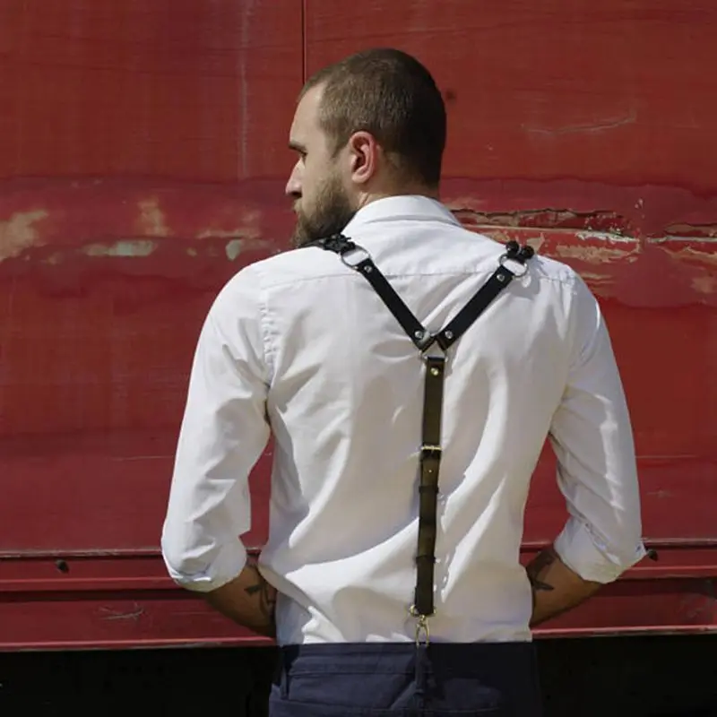 THINKTHENDO Men Leather Harness Y Suspenders Belt Sexy Punk Adjustable Body Chest Strap New