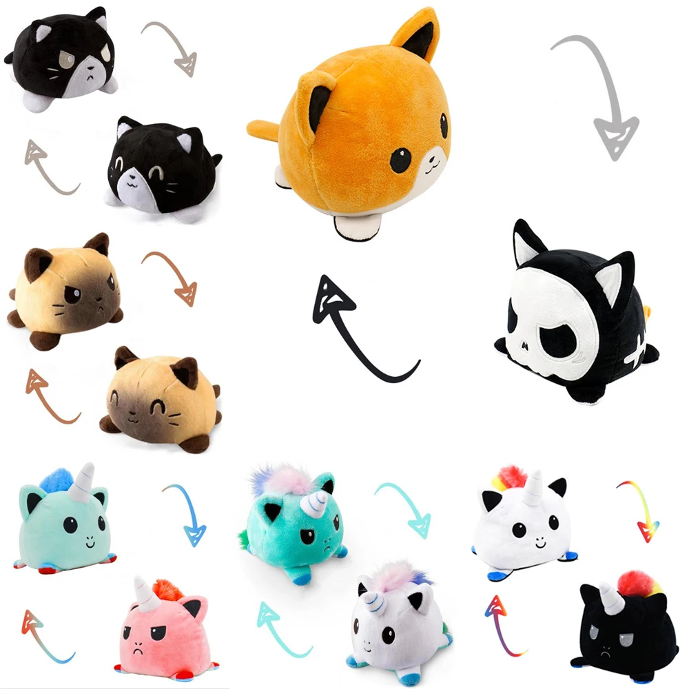 Cat Gato Kids Soft Gift Plushie Plush Animals Double Sided Flip Doll