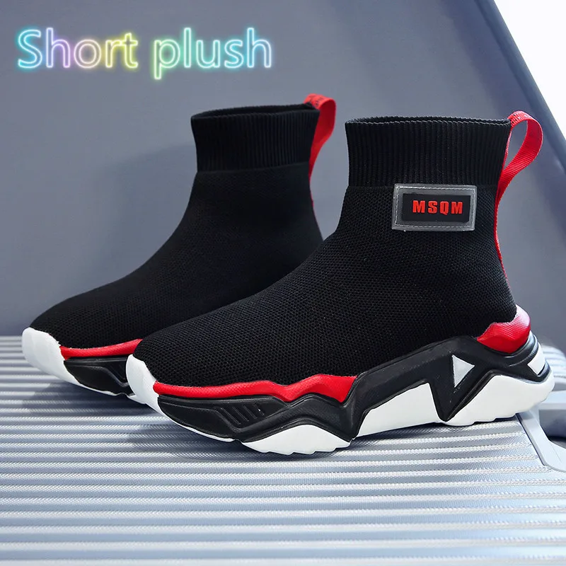

High Top Sneakers Women Flats Slip on Ladies Socks Shoes Round Toe Platform Shoes Women Casual Vulcanized Shoes Woman Autumn2019