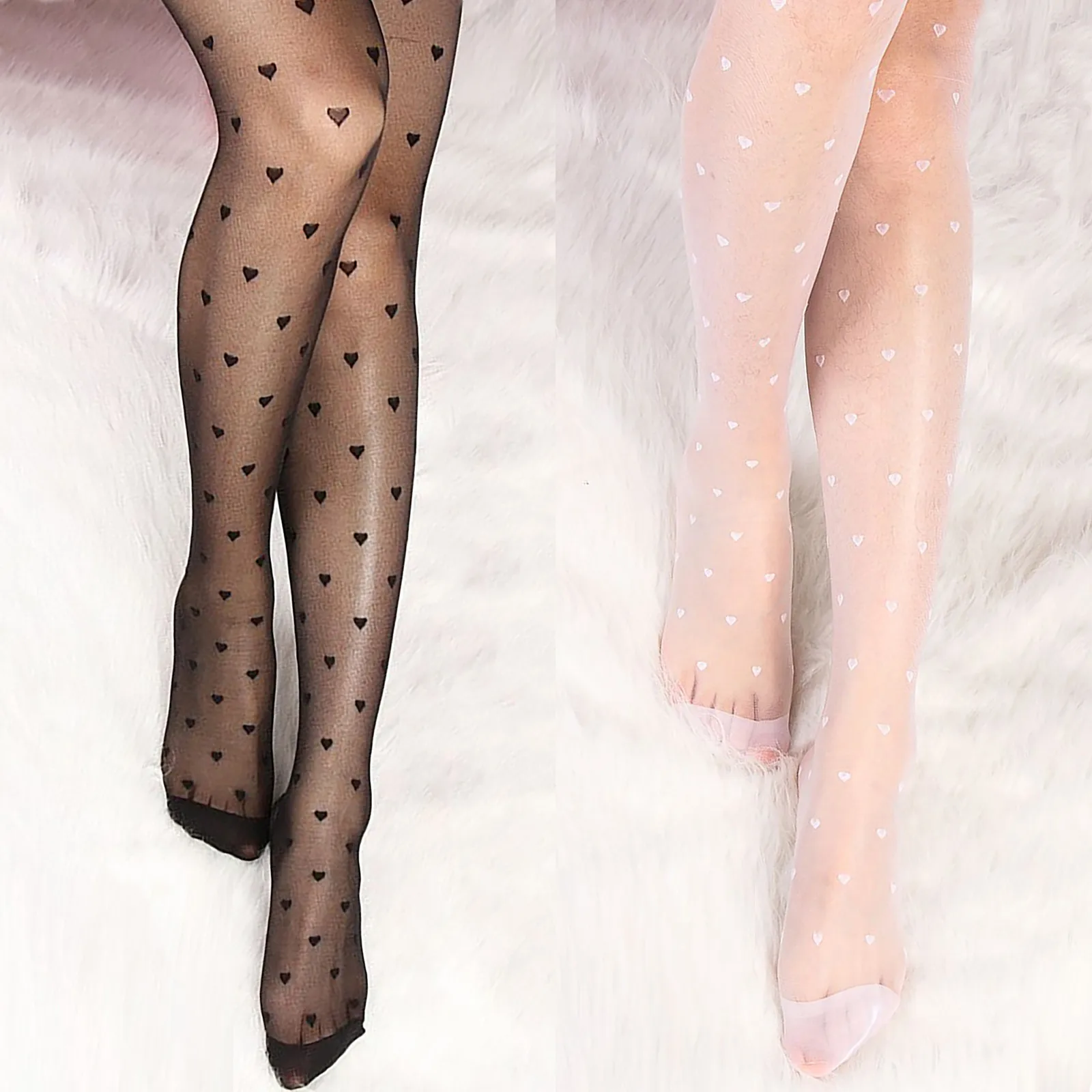 Hot Women Sexy Tights Heart Print Lace 