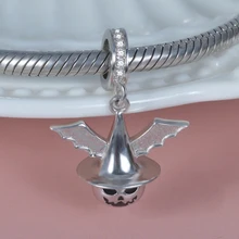 StrollGirl 925 пробы серебряный кулон в виде головы тыквы, головной убор, бусины, крылья летучей мыши, талисманы, подходит для браслета Pandora для женщин, ювелирные изделия на Хэллоуин