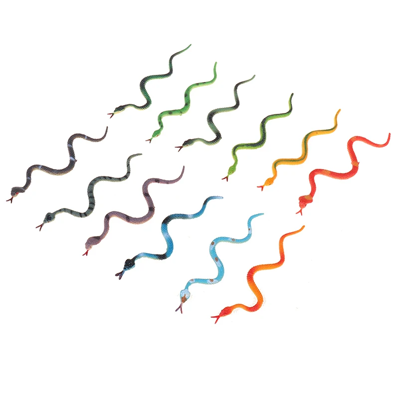 High Simulation Toy Plastic Snake Model Funny Scary Snake Kids Gag Prank Funny Favor Toys Halloween Prank Prop For Decor 12Pcs