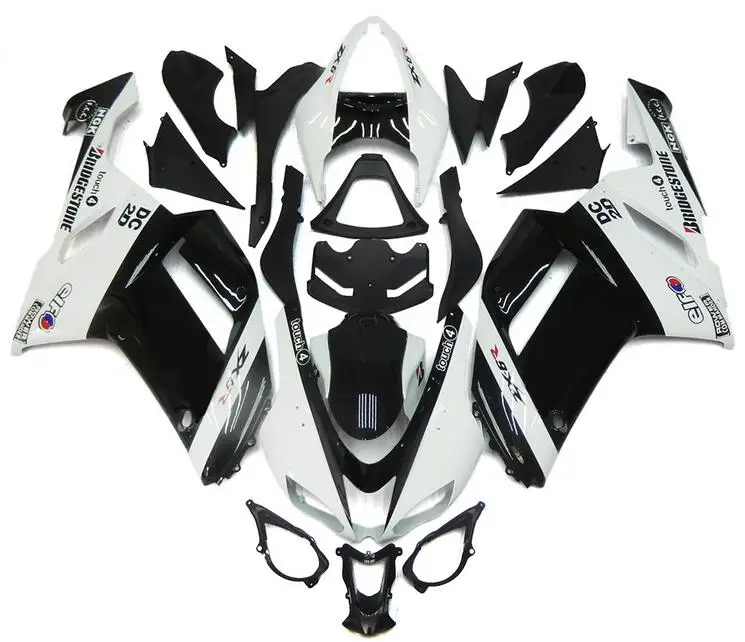 4 подарки ABS полный обтекатель комплект подходит для kawasaki Ninja ZX6R 636 2007 2008 07 08 6R ZX-6R Кузов Набор белый яркий