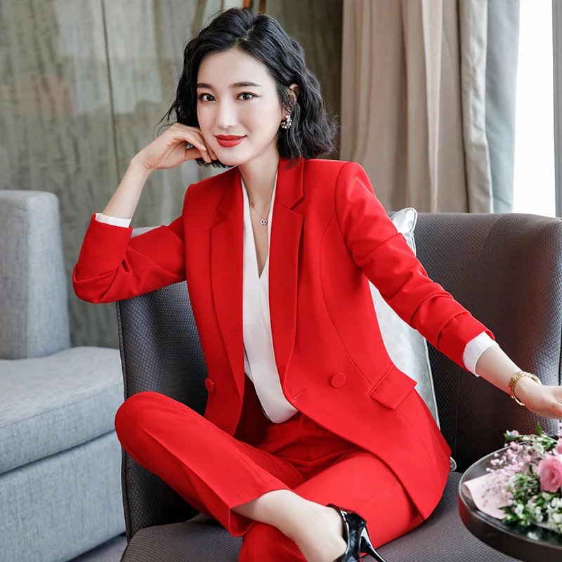 

Ladies suit autumn and winter new casual temperament Slim ladies suit interview dress trousers set two sets of women's clothing