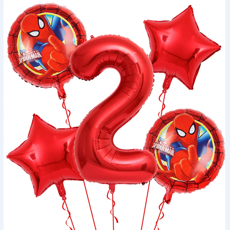 red 2 5 шт./лот, воздушные шары из фольги с супергероем Бэтменом, черные шары с цифрой 30 дюймов, 1, 2, 3, 4, 5, 6, 7, 8, 9 лет, для мальчиков, украшения на день рождения - Цвет: red 2