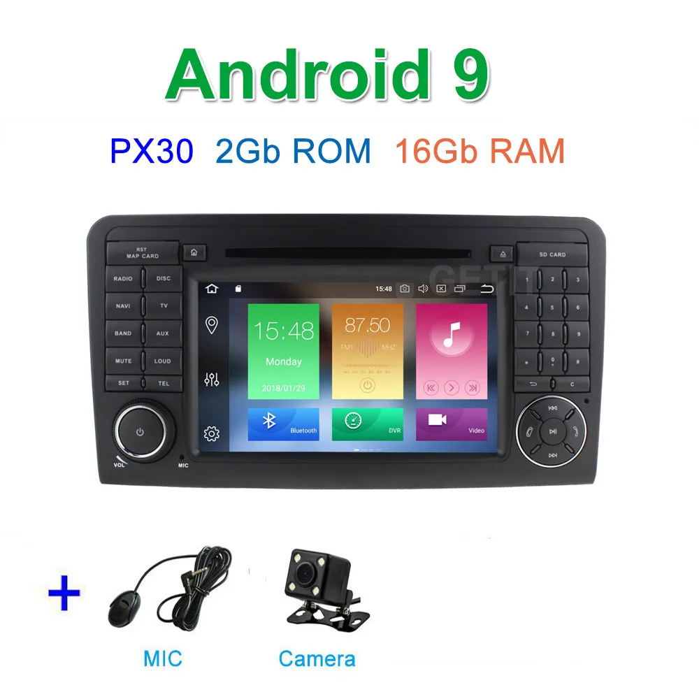 PX6 Автомобильный DVD стерео Мультимедиа Радио Android 9 для Mercedes Benz GL ML CLASS W164 ML350 ML500 X164 GL320 - Цвет: PX30 CAMERA