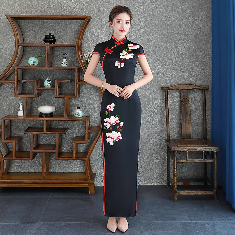 Женское тонкое платье, вечерние, длинные, Cheongsam, свадебное платье, роскошное, сексуальное, свадебное, Qipao, модная одежда в китайском стиле, Vestido