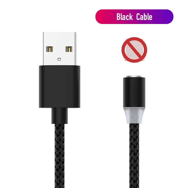 Only Black Cable 1 м светодиодный магнитный USB кабель для iPhone Xs Max и usb type-C кабель Micro USB кабель для samsung Xiaomi huawei USB C адаптер - Цвет: Only Black Cable