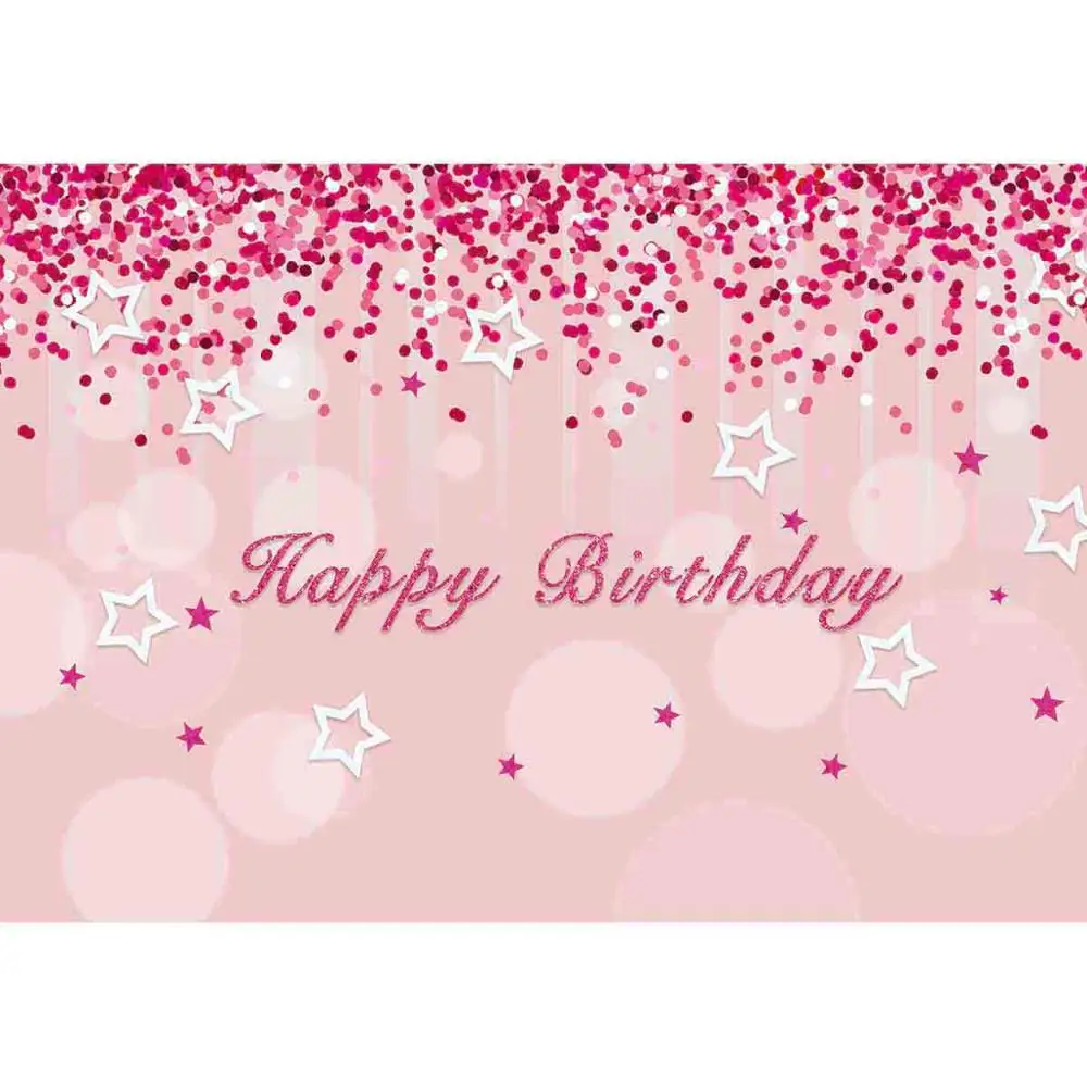 Allenjoy Bokeh Party Banners Blue Pink Stars Dots Halo Happy Birthday Photozone Curtains Girls Boys Activities Backdrop Supplies