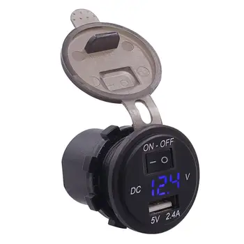 

Auto Car Digital Voltmeter 12V Waterproof Volts Gauge Meter USB Mobile Phone Charger with Switch Control