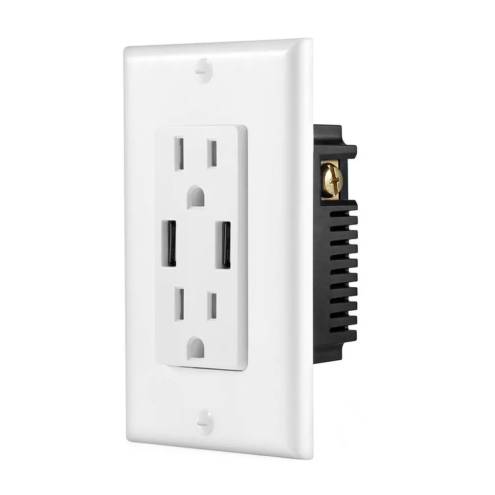 

Dual 2.4A 2-Port Rapid Charging USB Wall Outlet Conventional Electric Wall Socket Dual AC/USB Combo Charging Outlet Quality