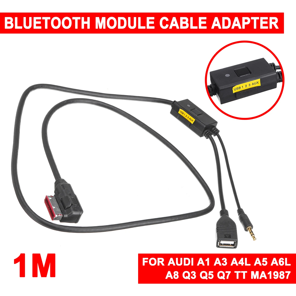 For Audi A5 A6L A8 Q5 Q7 MA1987 Car AMI MMI bluetooth Adapter Audio AUX