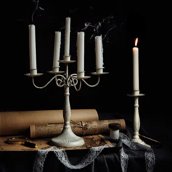 

European Style Vintage Retro Iron Art Candlestick Candle Light Dinner Filming Staged Props Home Wedding Desktop Decoration Decor