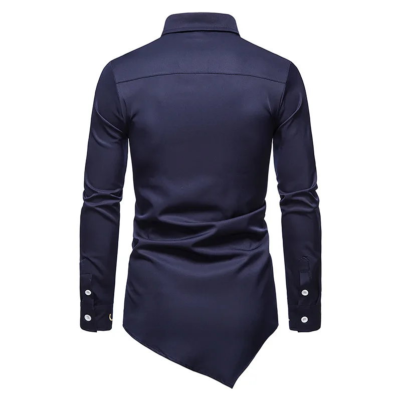 mens short sleeve shirts clearance Black Irregular Shirts Men 2021 Fashion Embroidery Casual Slim Fit Long Sleeve Shirt Men Social Wedding Dress Shirts Camisa XXL short sleeve shirt dress