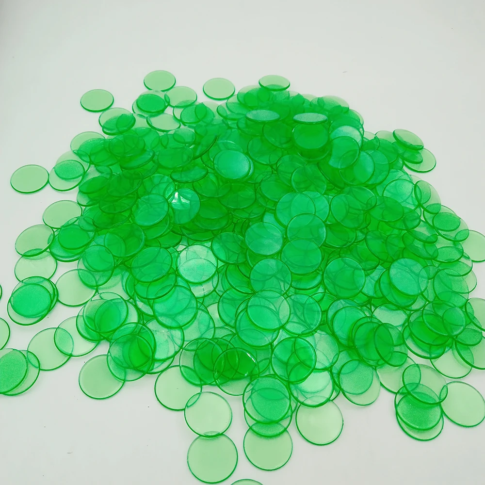 100pcs 19mm Transparent Counting Bingo Chips Colored Plastic Counters for Classroom Children and Carnival Games