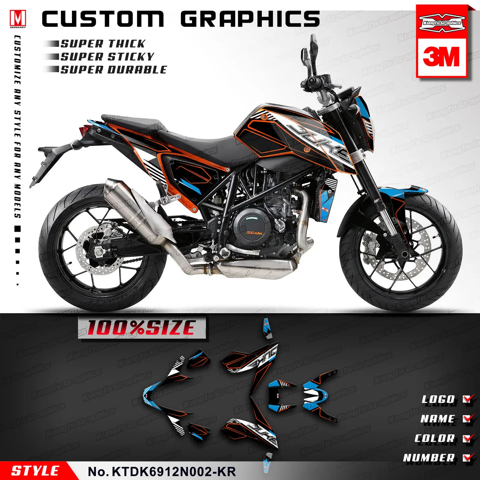 KUNGFU графическая виниловая наклейка комплект водонепроницаемых наклеек для Duke 690