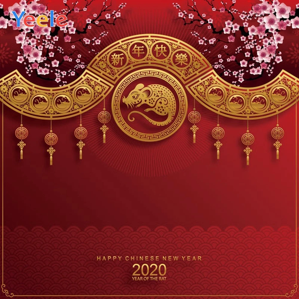 Yeele Chinese New Year Photos Backdrop 10x7ft Year of The Rat Paper Cut Style Photography Background Spring Festival 2020 Events Photo Booth Banner Photoshoot Props Holiday Picture Wallpaper Poster