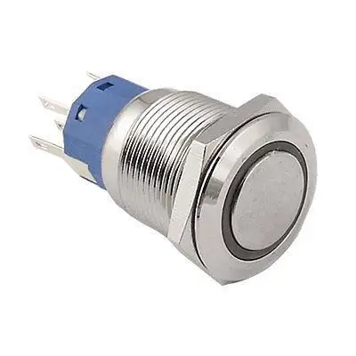 

BLUE Led 19mm 12V Stainless Switch Momentary Push Button Non Lock 5 Pin SPDT