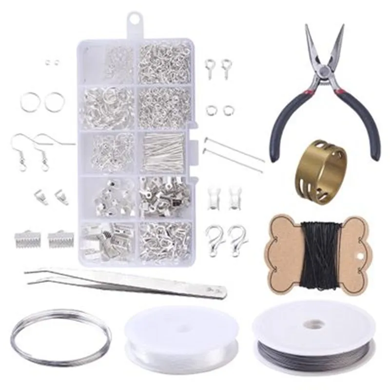 

8Seasons Handmade Gold/Silver Color DIY Jewelry Making Earrings Lobster Clasp/Earring Hooks Findings Kit With Jewelry Tools,1Set