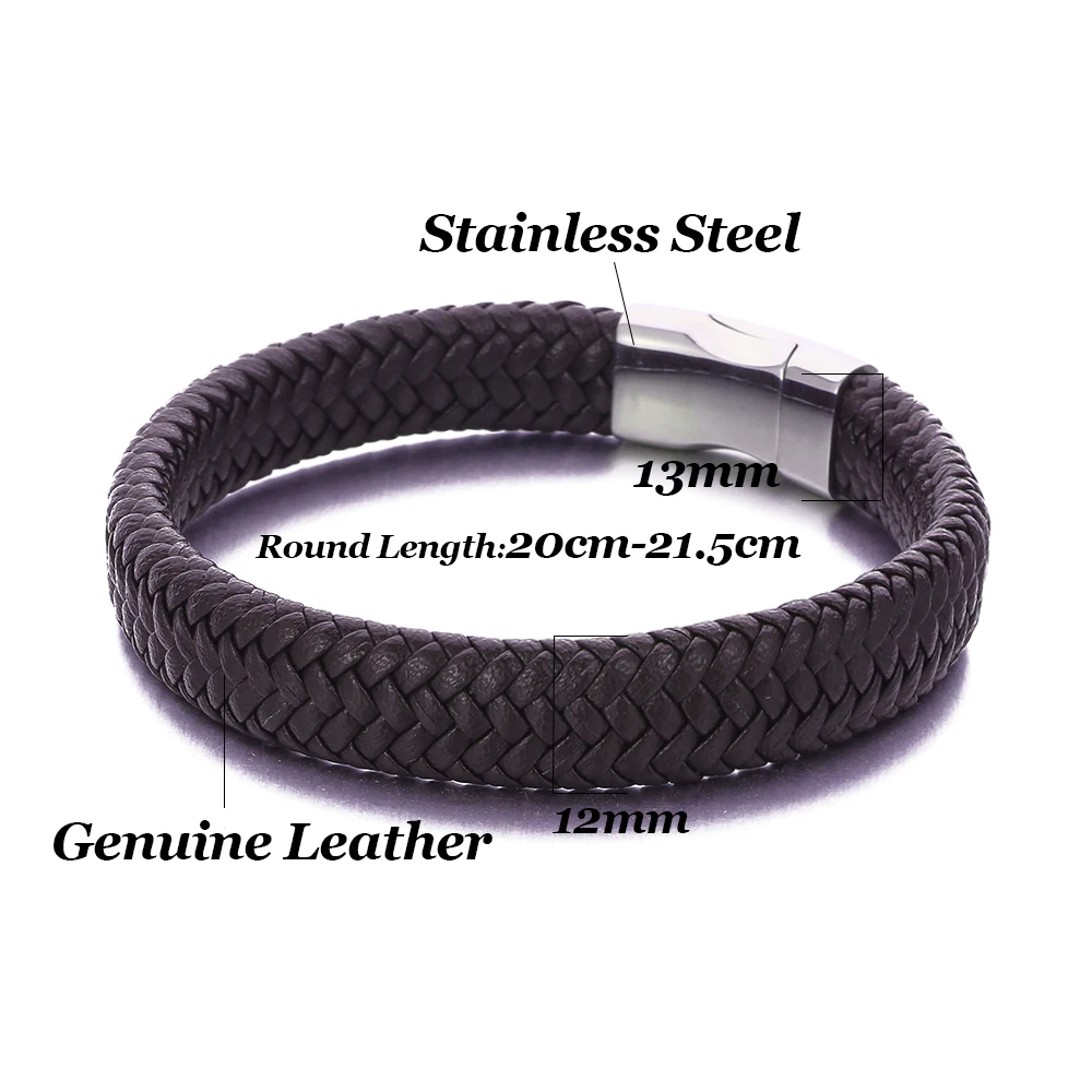 2020 модная цепочка из нержавеющей стали браслет натуральной кожи для мужчин
