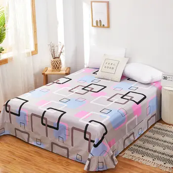 

Yaapeet 1pc Cotton Geometric Pattern Bed Sheet Colorful Plant Printed Bed Cover Full Size Warm Flat Sheet Without Pillowcase
