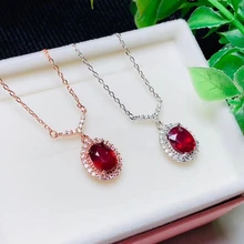 Ожерелье из натурального красного рубина с драгоценным камнем для женщин, серебряное ювелирное изделие из натурального драгоценного камня, хорошее ювелирное изделие, подарок на день рождения