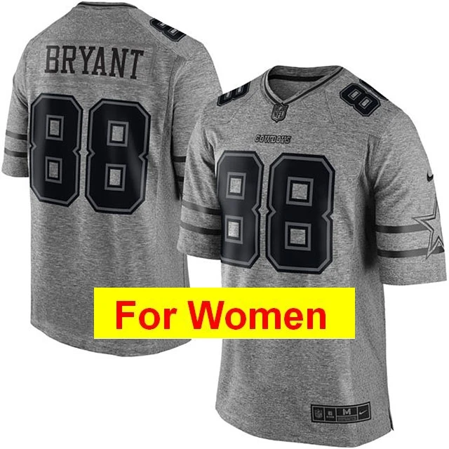 Женские футболки Dallas#88 Dez Bryant Game color Rush - Цвет: Серый