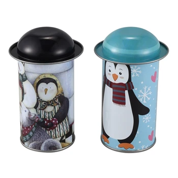 

2 Pcs Set Christmas Candy Box Christmas Decorations Storage Iron Box Baby Birthday Candy Box Bottle Transparent Gift Boxs Sugar