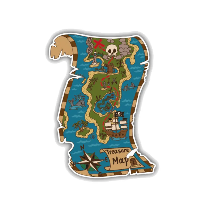 

Interesting Pirate Map of Treasure Island Car Sticker Motorcycle Decals Windshield Vinyl Cover Scratches Waterproof PVC